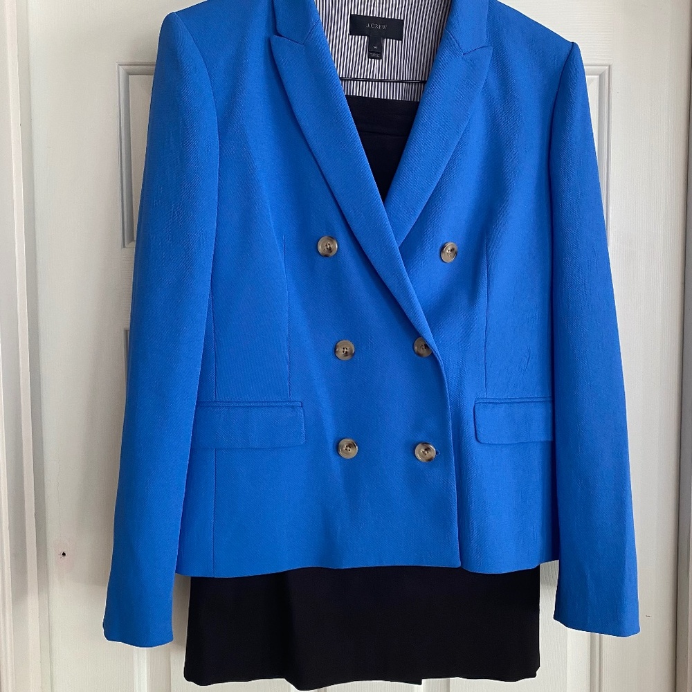 J Crew Suiting-Double Breasted Jacket  14 and Black No. 2 Pencil Skirt 14 T